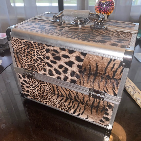 Makeup Train Case Makeup Case Multiple Compartments Animal Print